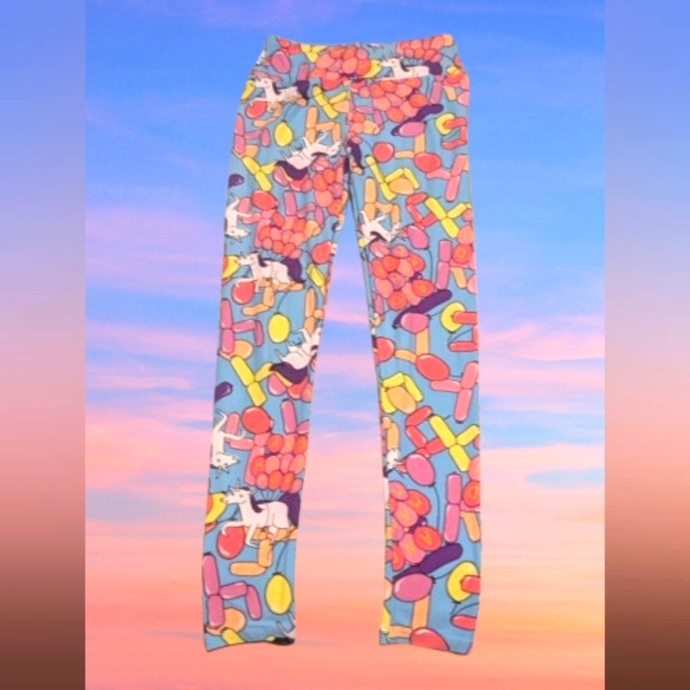 LuLaRoe OS 4th BIRTHDAY PARTY Balloon Unicorn Leggings RARE LN